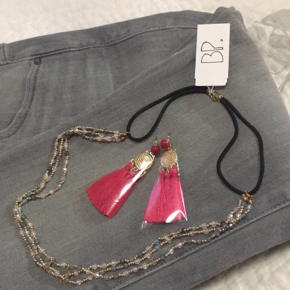 BP Beaded headpiece and tasseled earrings bundle